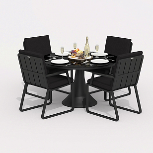 Обеденная группа Ideal Patio Diva Alba 110 Цвет: карбон, чёрный, садовая мебель