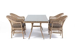 Обеденная группа 4SIS Амароне на 4 персоны, цвет соломенный для дачи Обеденная группа 4SIS Амароне на 4 персоны, цвет соломенный, садовая мебель