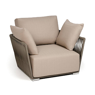 Кресло 4SIS Форли, светло-серый муар, роуп серо-коричневый, ткань Mossle бежевая, садовая мебель