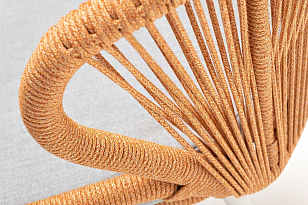 Стул 4SIS Милан из роупа, каркас светло-серый муар, роуп оранжевый меланж, ткань светло-серая, садовая мебель