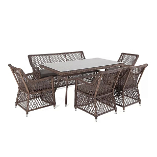 Обеденная группа 4SIS Катания на 6 персон, цвет коричневый, садовая мебель