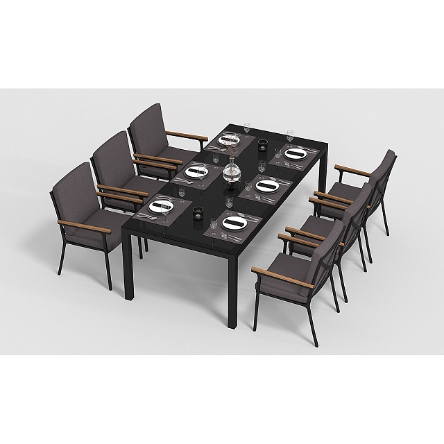 Обеденная зона Gardenini Calma 220 Карбон / Антрацит со стульями Calma S 