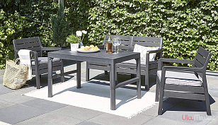 Стол раскладной Keter Lyon rattan коричневый для дачи Стол раскладной Keter Lyon rattan коричневый, садовая мебель