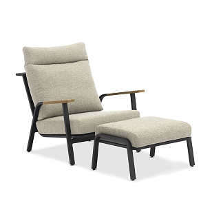 Комплект из кресла и пуфа Brafritid Malmo антрацит, светло-серый, садовая мебель