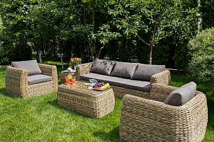 Лаунж-зона 4SIS Кальяри (гиацинт), цвет соломенный, садовая мебель