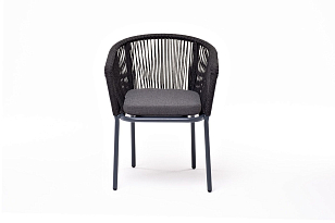 Стул 4SIS Марсель, каркас темно-серый (RAL7024) муар, роуп темно-серый, ткань темно-серая 027, садовая мебель