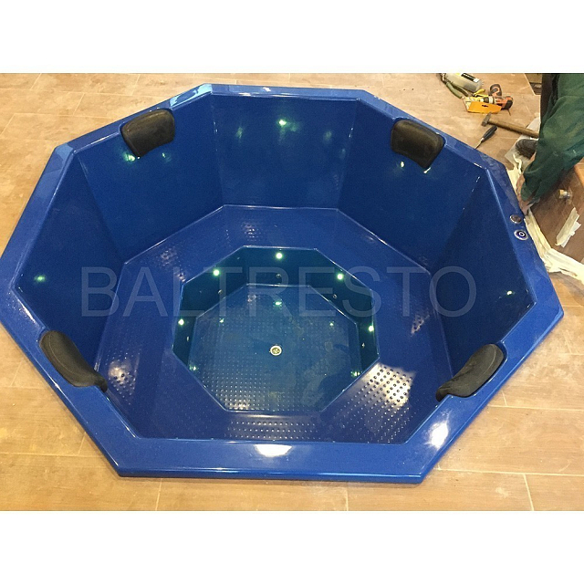 Купель с печкой террасная Baltresto Octa Terras 1.8 х 1.8 м синяя 