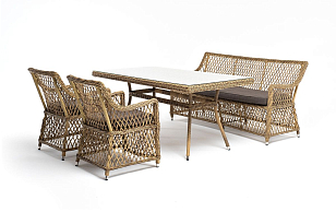 Обеденная группа 4SIS Катания на 4 персоны, цвет соломенный, садовая мебель