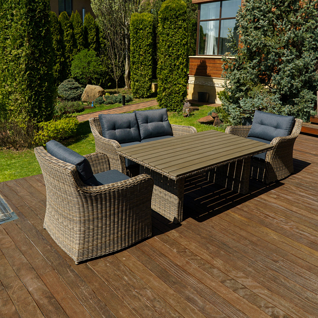 Лаунж зона Lite Venezia (2-местный диван, стол, 2 кресла) Цвет: коричневый 