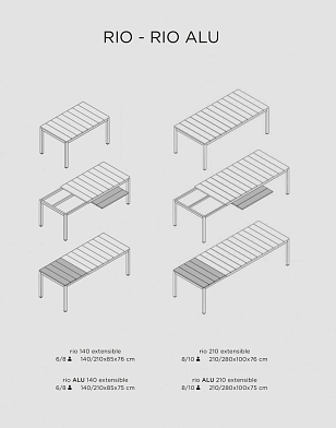 Стол раздвижной Nardi Rio 210 Alu Цвет: белый, садовая мебель