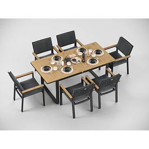 Обеденная зона Gardenini Premium Voglie 180 Карбон / Темно-серый со стульями Bella для дачи Обеденная зона Gardenini Premium Voglie 180 Карбон / Темно-серый со стульями Bella, садовая мебель