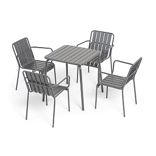 Обеденная группа на 4 персоны 4SIS Гелиос, цвет черно-белый, садовая мебель