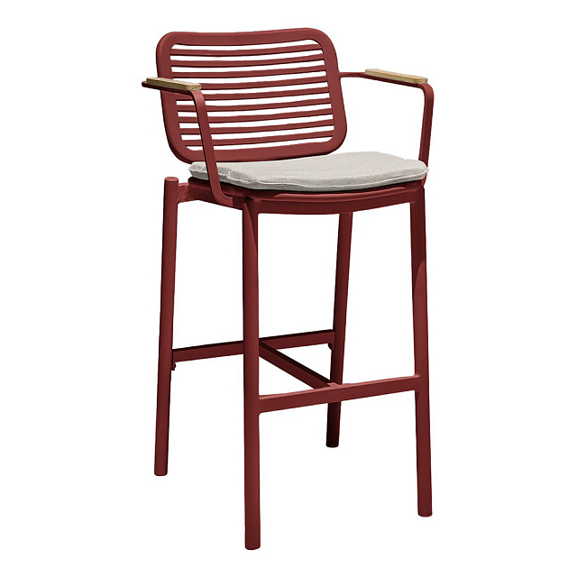 Кресло барное с подушкой Tagliamento Armona Цвет: терракотовый, светло-бежевый 