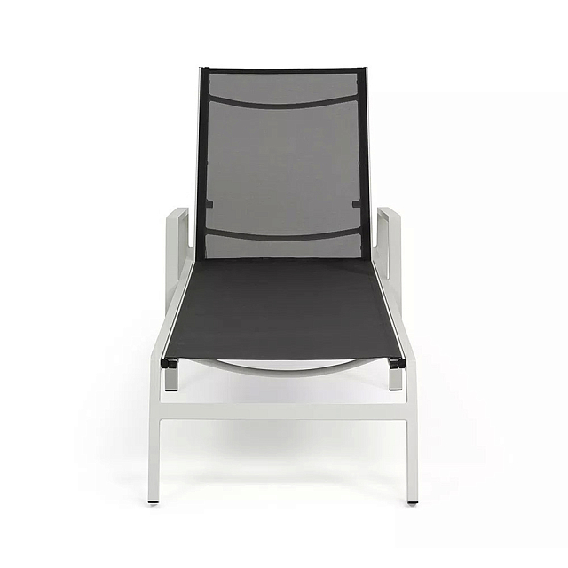 Шезлонг 4SIS Парма, цвет светло-серый (RAL7035) муар, ткань темно-серая 