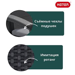 Диван Keter Corfu love seat графит, садовая мебель