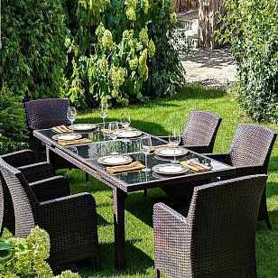 Обеденная группа Joygarden Mykonos темно-коричневый, садовая мебель