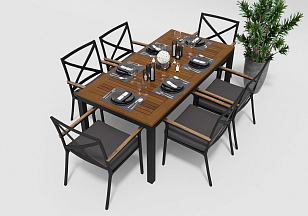 Стол обеденный Gardenini Bella 220 Цвет: Темно-серый для дачи Стол обеденный Gardenini Bella 220 Цвет: Темно-серый, садовая мебель