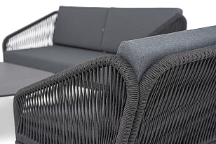 Лаунж-зона 4SIS Канны 4-местная со столиком Диего, цвет "серый гранит", роуп темно-серый, ткань темно-серая, садовая мебель