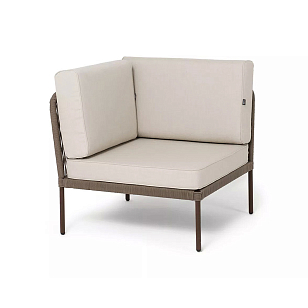 Модуль угловой 4SIS Канны, каркас коричневый (RAL8016) муар, роуп коричневый, ткань бежевая 035, садовая мебель