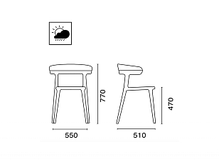Кресло пластиковое Papatya Luna Цвет: черный, черный, садовая мебель