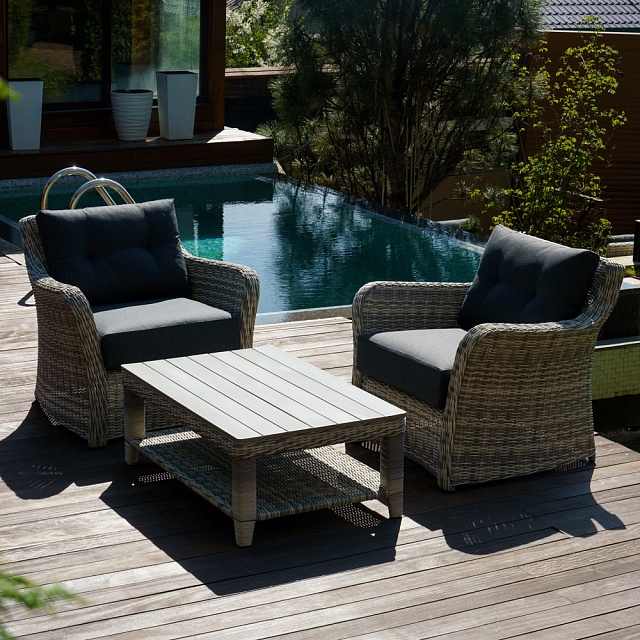 Лаунж зона Lite Venezia (кофейный столик, 2 кресла) Цвет: серый 