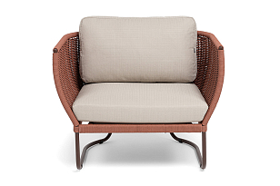 Кресло 4SIS Фиджи, каркас коричневый муар, роуп красный, ткань Mossle бежевая, садовая мебель