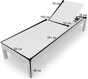Шезлонг-лежак плетеный Tagliamento GS925 Цвет: светло-коричневый, садовая мебель