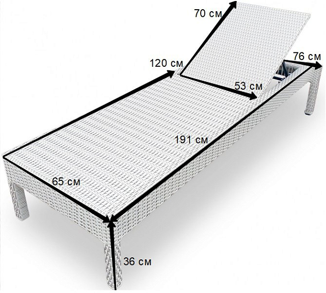 Шезлонг-лежак плетеный Tagliamento GS925 Цвет: светло-коричневый 