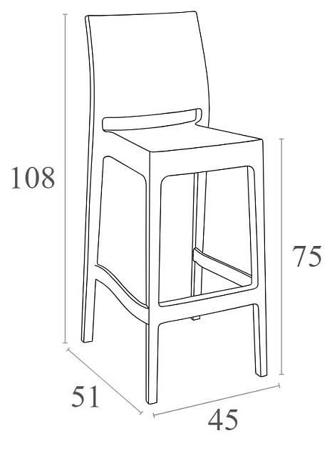 Стул барный Siesta Contract Maya Bar 75 Цвет: темно-серый 