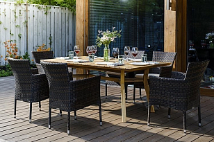Обеденная группа Joygarden Modena 180 см на 6 персон с креслами, садовая мебель