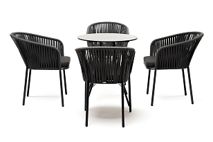 Обеденная группа 4SIS Конте на 4 персоны с круглым столом Цвет: серый гранит, садовая мебель