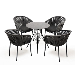 Обеденная группа 4SIS Конте на 4 персоны с круглым столом Цвет: серый гранит, садовая мебель