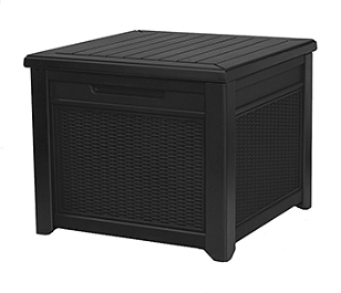 Стол-сундук Keter Cube Rattan 208 л графит для дачи Стол-сундук Keter Cube Rattan 208 л графит, садовая мебель
