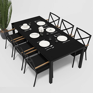 Обеденная зона Gardenini Calma Carbon 220 Черный со стульями Calma , садовая мебель