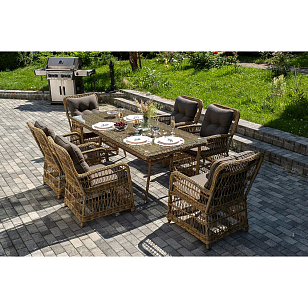 Обеденная группа 4SIS Цесена Цвет: соломенный для дачи Обеденная группа 4SIS Цесена Цвет: соломенный, садовая мебель