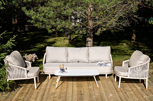 Лаунж-зона 4SIS Верона 5-местная, каркас белый, роуп бежевый, садовая мебель