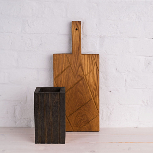 Набор "Хлеб" разделочная доска + ваза Цвет: светлый + тёмный, товары для загородного дома