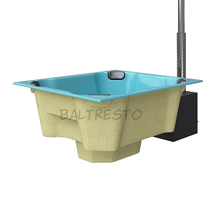 Купель с печкой террасная Baltresto Quattro Terras 2 х 1.7 м бирюзовая, уличное оборудование