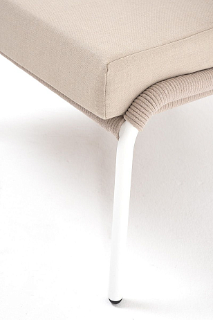 Кресло 4SIS Милан, каркас алюминий белый муар, роуп бежевый круглый, ткань бежевая 035 для дачи Кресло 4SIS Милан, каркас алюминий белый муар, роуп бежевый круглый, ткань бежевая 035, садовая мебель