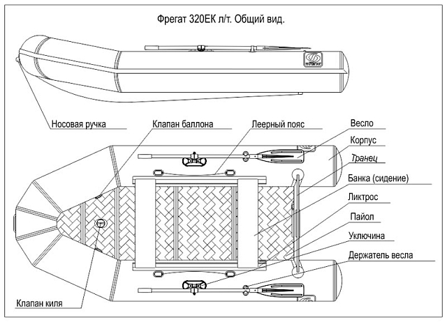 Лодка ПВХ Фрегат 320 ЕК зеленая