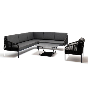 Лаунж-зона модульная угловая 4SIS Канны из роупа, цвет темно-серый для дачи Лаунж-зона модульная угловая 4SIS Канны из роупа, цвет темно-серый, садовая мебель