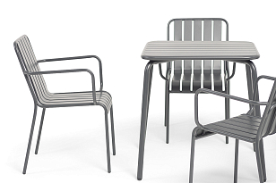 Обеденная группа на 4 персоны 4SIS Гелиос, цвет черно-белый, садовая мебель