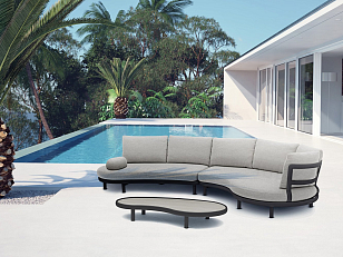 Лаунж зона (диван и овальный столик) Brafritid Gotland антрацит/серый, алюминий, садовая мебель