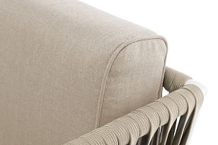 Кресло 4SIS Касабланка, основание дуб, каркас светло-серый муар, роуп серо-коричневый, ткань бежевая 052 для дачи Кресло 4SIS Касабланка, основание дуб, каркас светло-серый муар, роуп серо-коричневый, ткань бежевая 052, садовая мебель