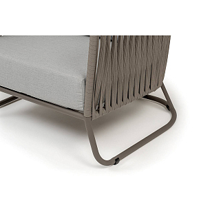 Кресло 4SIS Багамы, каркас бежево-серый муар, роуп серо-коричневый, ткань светло-серая, садовая мебель