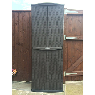 Уличный шкаф Keter Rattan Style Tall серый, садовая мебель
