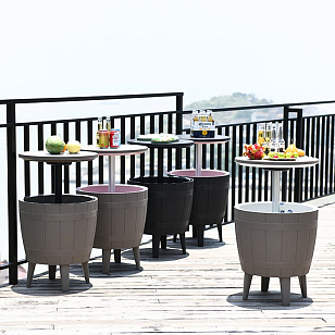 Стол мини-бар пластиковый Tagliamento Armona белый, тортора, садовая мебель