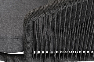 Кресло 4SIS Мадрид, каркас алюминий темно-серый муар, роуп темно-серый, ткань темно-серая 027 для дачи Кресло 4SIS Мадрид, каркас алюминий темно-серый муар, роуп темно-серый, ткань темно-серая 027, садовая мебель