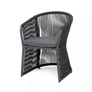 Стул из роупа 4SIS Романо, каркас темно-серый (RAL7024) муар, роуп темно-серый, ткань темно-серая 027 для дачи Стул из роупа 4SIS Романо, каркас темно-серый (RAL7024) муар, роуп темно-серый, ткань темно-серая 027, садовая мебель