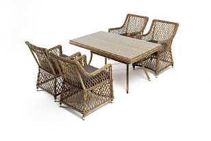 Обеденная группа 4SIS Латте-140 L, цвет соломенный для дачи Обеденная группа 4SIS Латте-140 L, цвет соломенный, садовая мебель